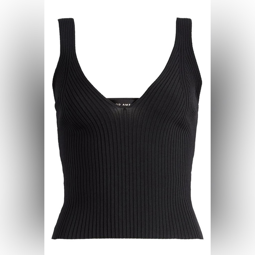 Good American Shine Rib Knit Tank Black